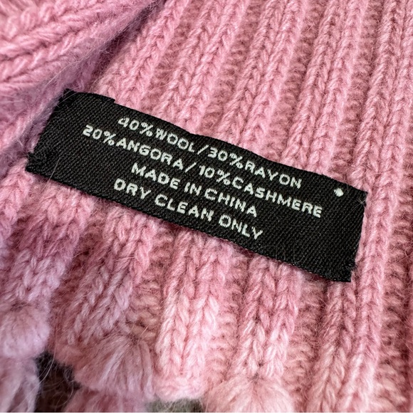 Coach Ribbed Scarf with Fringe- Wool/Angora/Cashmere Blend - Picture 3 of 4